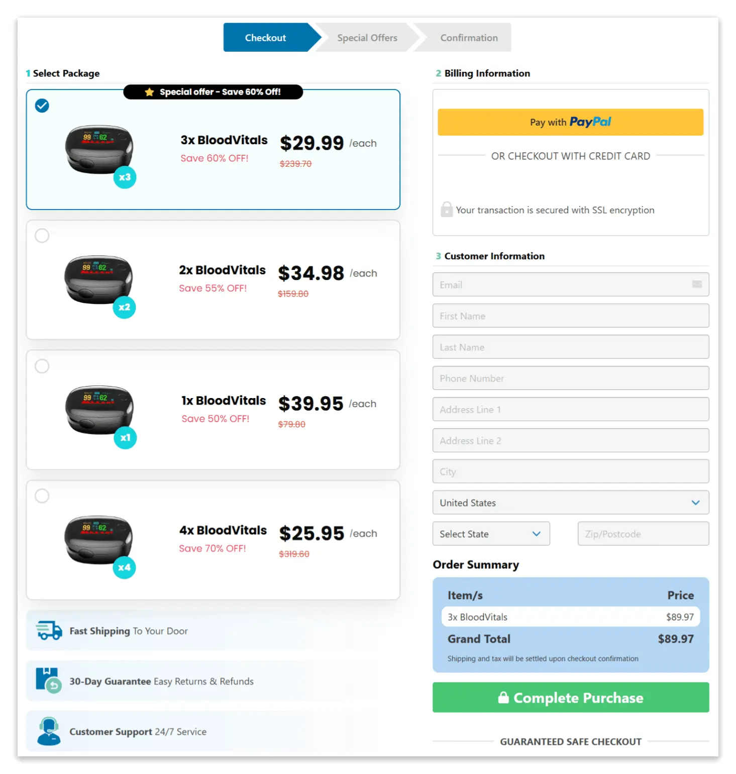 BloodVitals  Secure Checkout Page